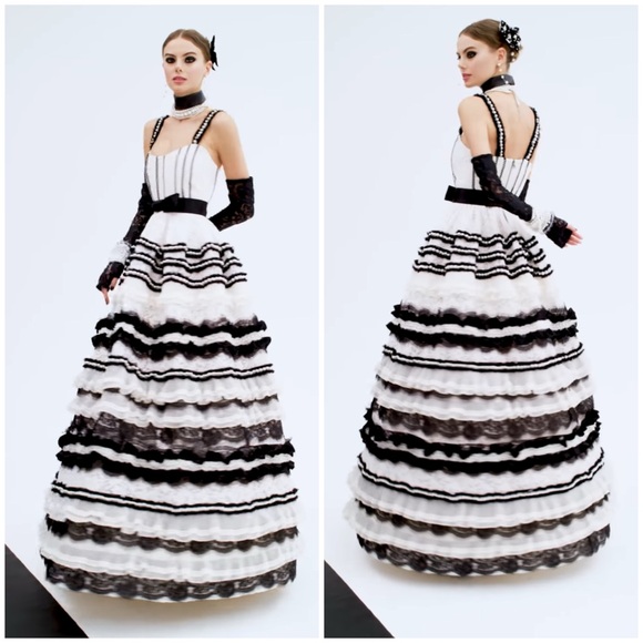 ALICE + OLIVIA DENITA BUSTIER RUFFLE GOWN - Picture 5 of 17